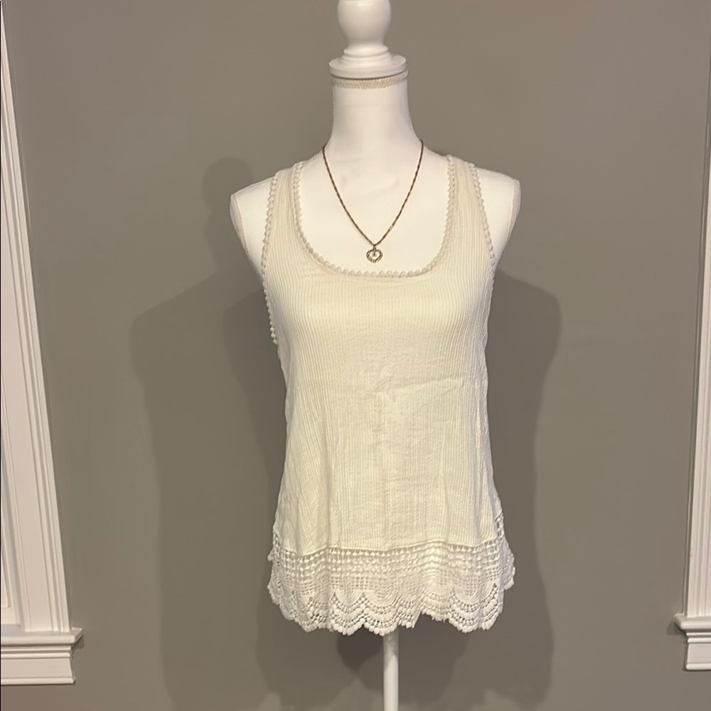 O'Neill Cream Lace Trim Tank Top - Size M